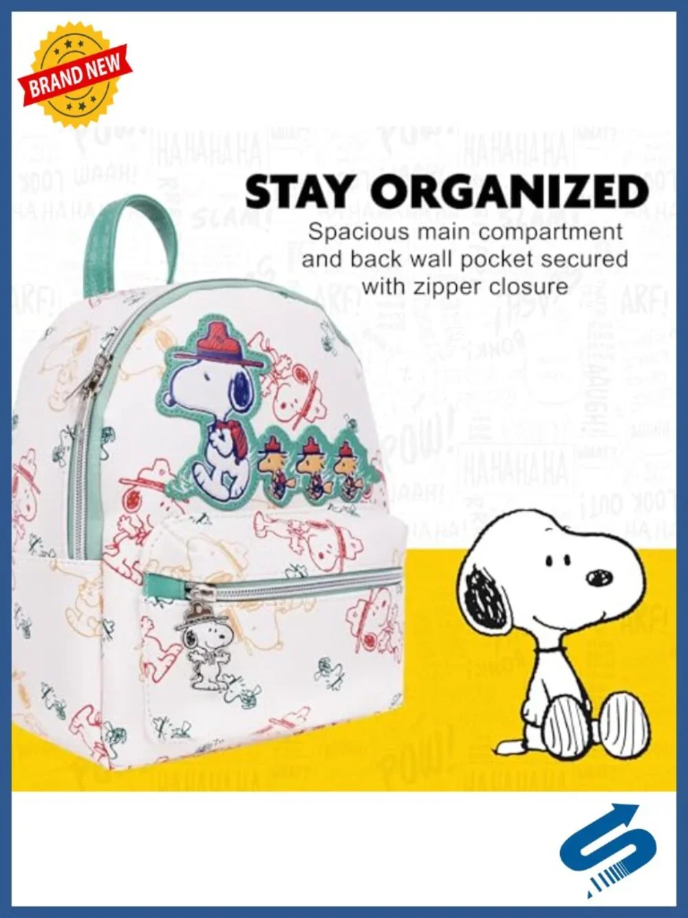 Beagle Scout Snoopy Mini Backpack with Adjustable Straps - Polyurethane Pu